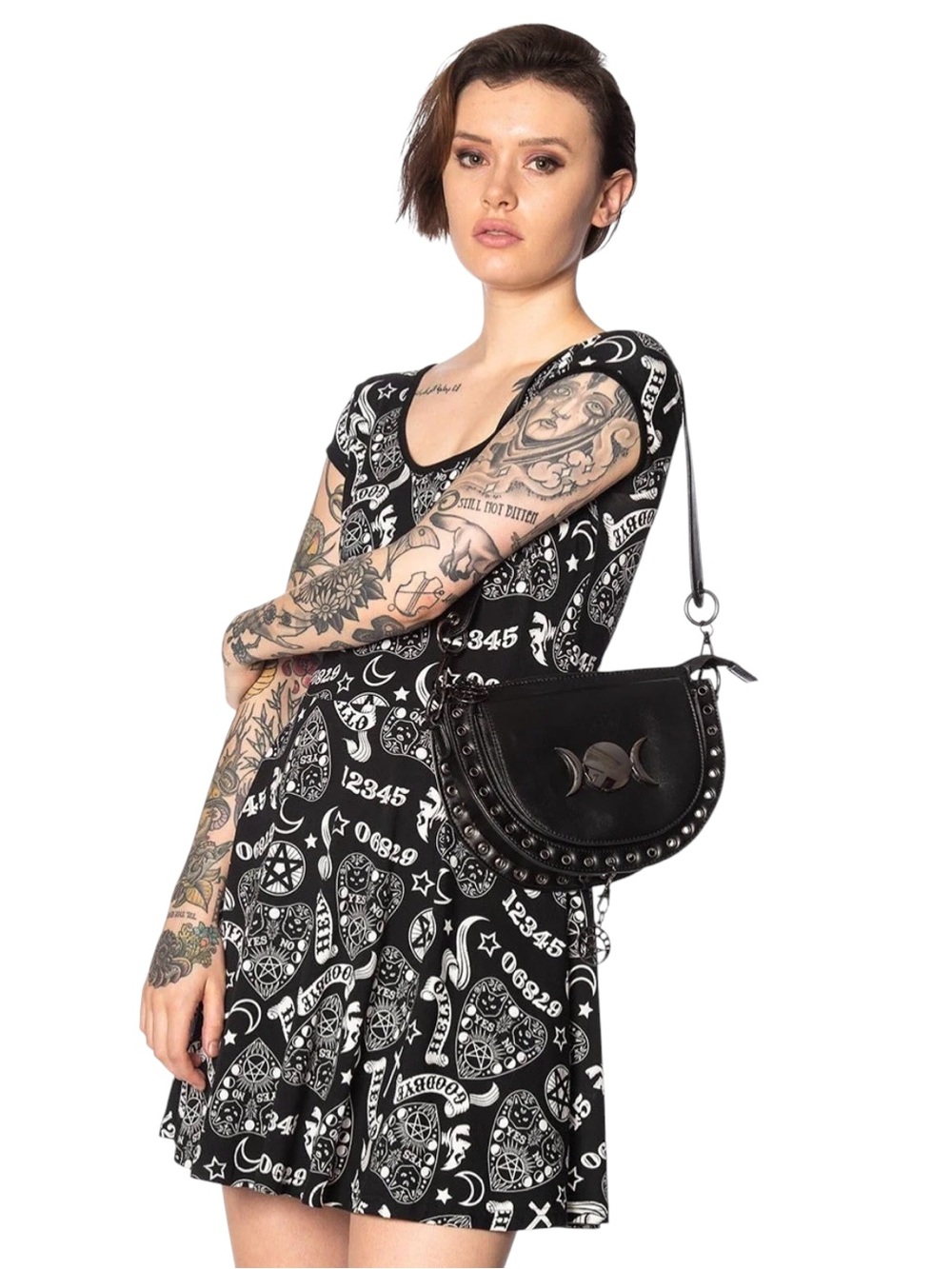 NWT Banned Alternative Vidiona Triple Moon Shoulder Crossbody PU Leather Bag - Picture 6 of 16